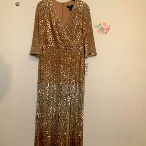 Shimmer silver gold and Champagne Evening Dress